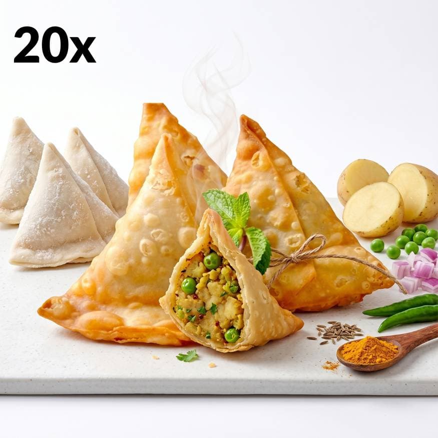 Hand-Wrapped Spicy Potatoes Veggie Samosas (Pack of 20)